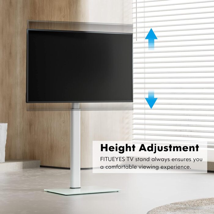 FITUEYES Adjustable TV Stand - Swivel & Tilt Floor Stand for 19-42 inch Flat & Curved TVs up to 35kg, VESA 200x200 - White