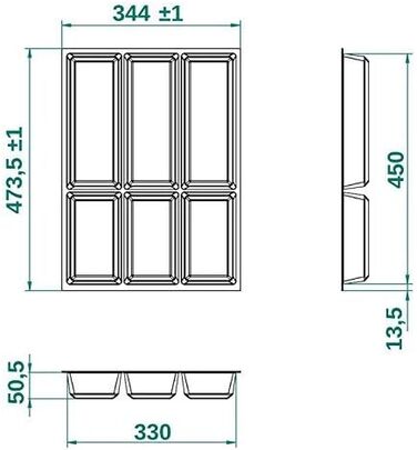 Органайзер для столових приборів Orga-Box сріблясто-сірий для шухляди 80 см (473,5 x 694 мм) Nobilia, Besteckkasten III