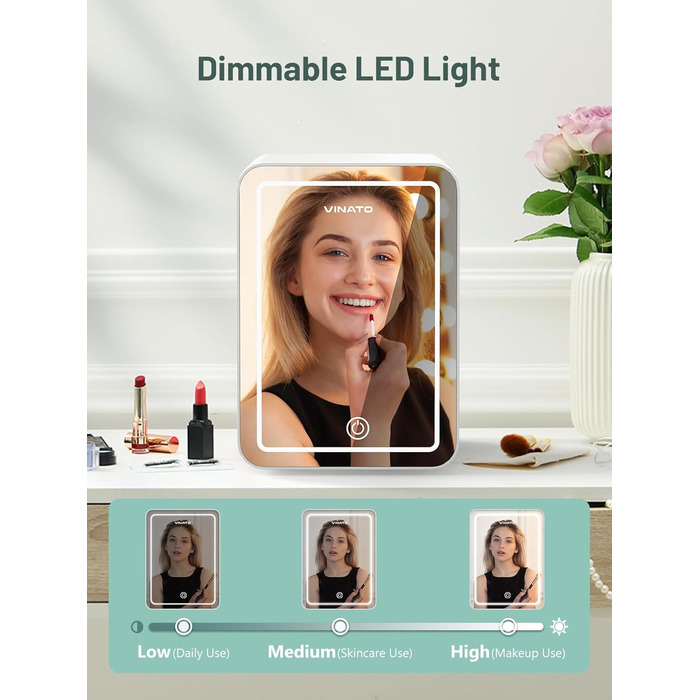 MINI холодильник для косметики VINATO 4L з LED-дзеркалом, 220V/12V, охолодження/нагрівання, для авто, офісу, кімнати