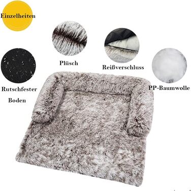 Ліжко для собак великих та маленьких порід, захист дивану, плюшеве, м'яке, дихаюче, ліжко для котів, тепле зимове, довговічне, зручне, миється, нековзне, подушка для собак (M 90x90x20 см, Темно-сірий)