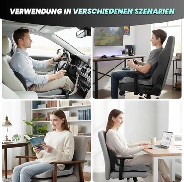 Ортопедична подушка для сидіння Urban Deco з підспинником, ергономічна подушка для спини з Memory Foam, для офісного крісла, автокрісла, інвалідного візка, чорно-сіра, 1 шт.