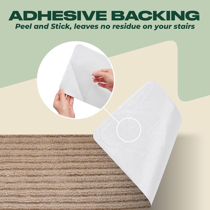 Набори сходинкових килимків MBIGM 15 шт. Самоклеючі килимки на сходи для безпеки дітей, літніх людей та домашніх тварин, (Верблюжий, 20 см X 65 см)