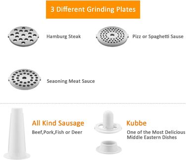 Електрична м'ясорубка Profi 1500 Вт 4-в-1 з контейнером для зберігання, набором для ковбас, 3 дисками та насадкою для печива - для дому