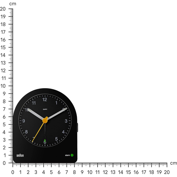Braun Classic Analog Alarm Clock with Snooze Function and Continuous Backlight, Quiet Quartz Movement, Crescendo Alarm in Black, Model BC22B.