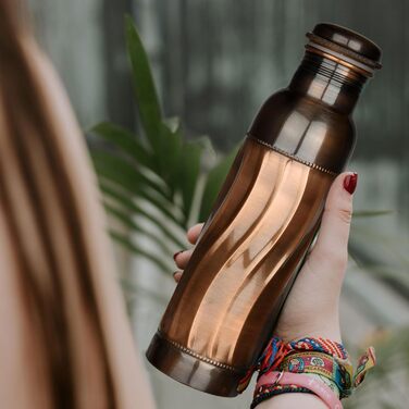 Copper Water Bottle with Diamond Cut, Leak-Proof, Ayurvedic Drinking Vessel, Copper Vessel for Sports, Gym, Outdoor, Yoga (Design 39)