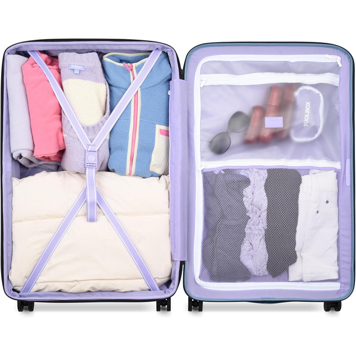 Чемодан для жінок Florence by Mills Spin Me Away Hartschalengepäck, розширюваний, з коліщатками, Checked-Large 29 дюймів, колір цинково-блакитний