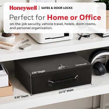 Мінісейф Honeywell 6104 Tresor з вогнестійким захистом, 5 л, з ключовим замком, чорний