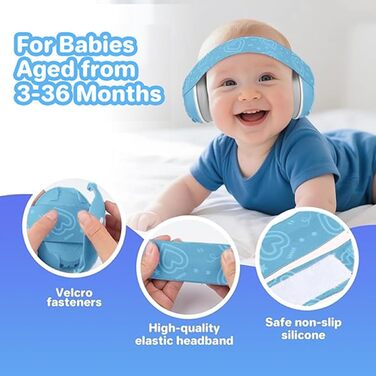 Навушники для захисту слуху дитини, 25db, для дітей до 36 місяців, з шумозаглушенням, блакитні