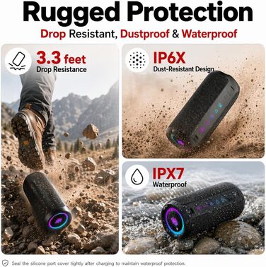 Портативна Bluetooth колонка TIMU з підсвіткою, 25 Вт, IPX7, 20 год, AUX, TF-карта, чорна
