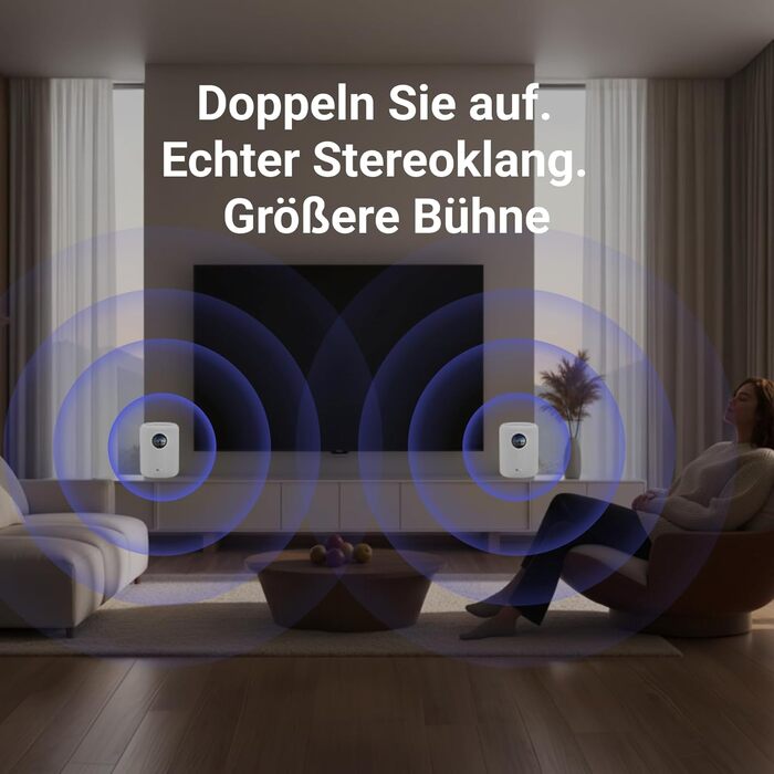 WiiM Sound Smart Speaker: Бездротова колонка Hi-Res 24/192, Wi-Fi 6E, Bluetooth 5.3, AI RoomFit, 100W, білий