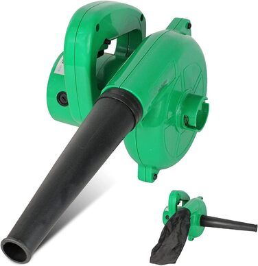Fishtec - Mini Leaf Blower Electric - Reversible to Vacuum with Collection Bag - Cable Length 180 cm - 500 W - 40 cm - Green - Compact, Practical and Lightweight - Garden