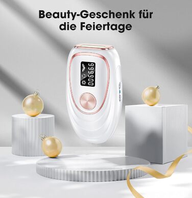 Пристрій для епіляції IPL Haarlosy з охолодженням, 5 рівнів потужності, 999,900 імпульсів світла, для жінок та чоловіків, обличчя, під пахвами, ноги, тіло (білий)