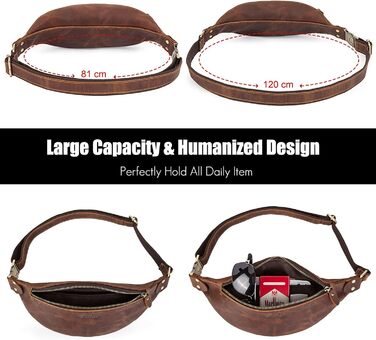 Чоловіча сумка через плече FANDARE з натуральної шкіри, бананка, поясна сумка для подорожей, туризму, занять спортом (Димно-коричневий)