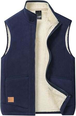 Чоловіча флісова жилетка та бодівармер, тепла жилетка, зимова терможилетка, флісова жилетка, бодівармер з блискавкою, смарт-жилетка, безрукавна куртка (XL, Синій)