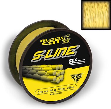 Волосінь Blackcat S-Line 0,38 мм 250 м, 40 кг – жовта для лову сома