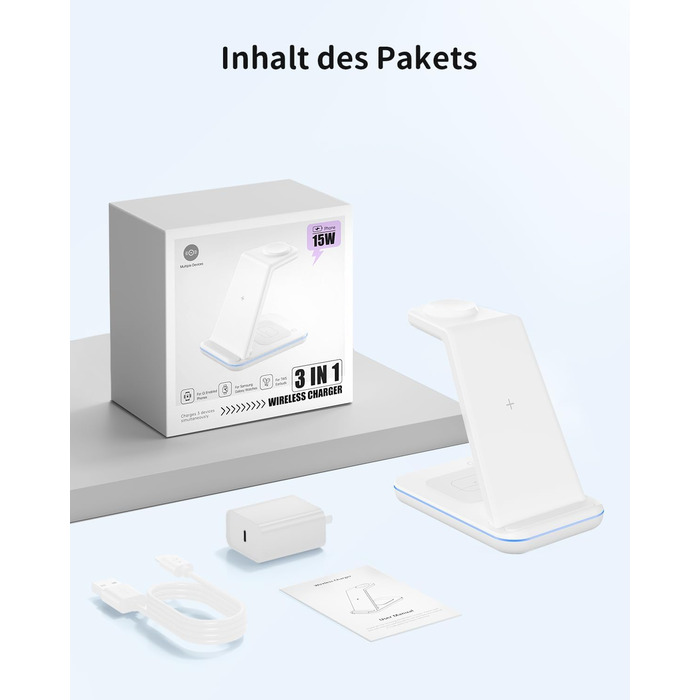 Бездротова зарядка JoyGeek 3-в-1 для Samsung Galaxy: смартфони S23/S24/S25, годинники та навушники