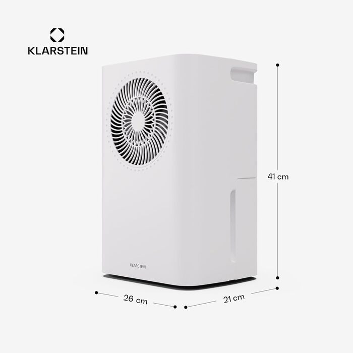 Зволожувач повітря Klarstein CircleDry 12L Smart з Wi-Fi, тихий (38dB), таймер 24г, безперервна злив, контроль вологості, для приміщень до 24м², білий