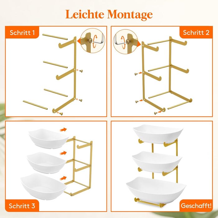 Багатоярусна етажерка для фруктів та закусок Lifewit (3 яруси, золото)