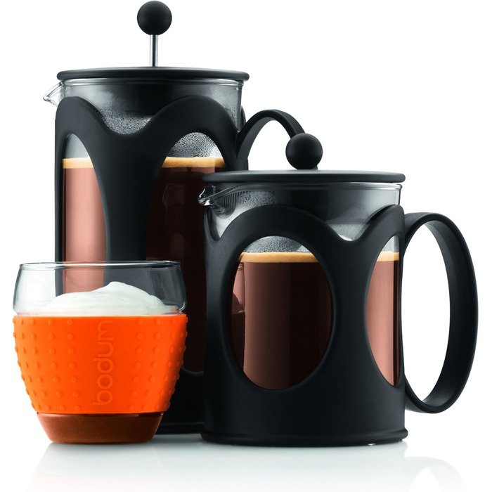 Bodum Kenya: Френч-прес для кави, 500 мл, 4 чашки, з боросилікатного скла та нержавіючої сталі, миється в посудомийній машині, Made in Portugal, чорний