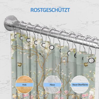 Регульована душова штанга U-подібної/L-подібної форми, 60-92 x 78-196 x 60-92 см, з 12 кільцями для шторки та підпоркою для стелі, для ванни/ванної кімнати, срібна