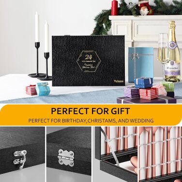 Набір столових приборів Velaze, 24 шт. (рожеве золото) для 6 осіб