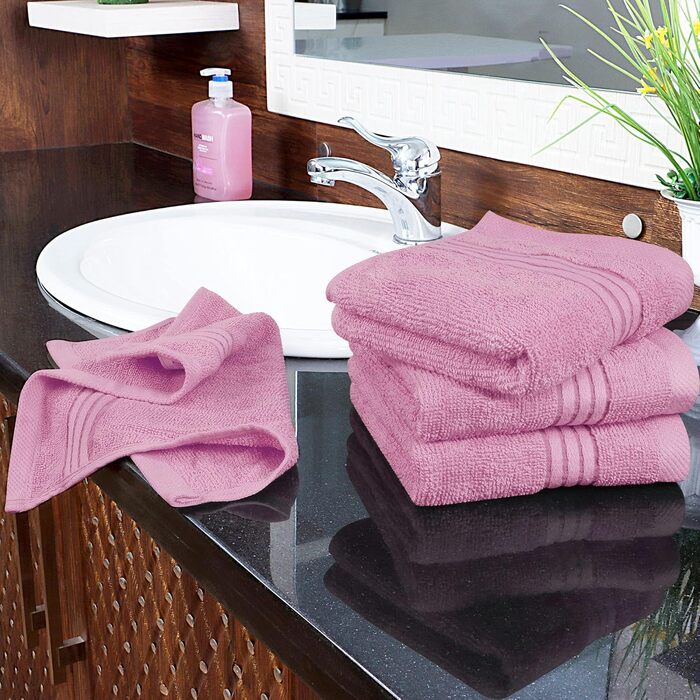 Набір розкішних махрових рушників для обличчя та тіла Utopia Towels, 100% бавовна, 30x30 см, м'які та гігроскопічні, колір Rose, 12 шт.