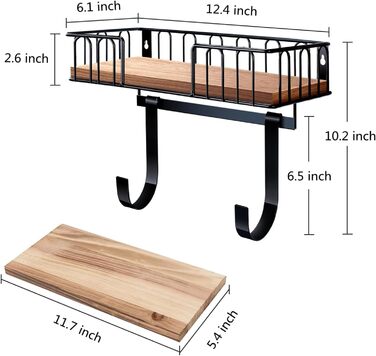 Настінна вішалка для праски та гладильної дошки MOREE, металева, чорна, для зберігання та декорування пральні
