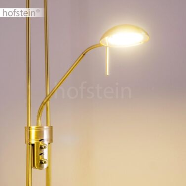 LED торшер Rom з металу в латуні, диммер на корпусі, 1 x 18 Вт, 1600 Лм та 1 x 5 Вт, 480 Лм, 3000K (тепле біле світло), настінний прожектор з регульованою лампою для читання