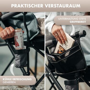 Складний туристичний стілець NATURBUMMLER® Cloud Sit+ сірого кольору – 150 кг, дихаюча сітка, висока спинка, для кемпінгу, риболовлі, саду та відпочинку на природі