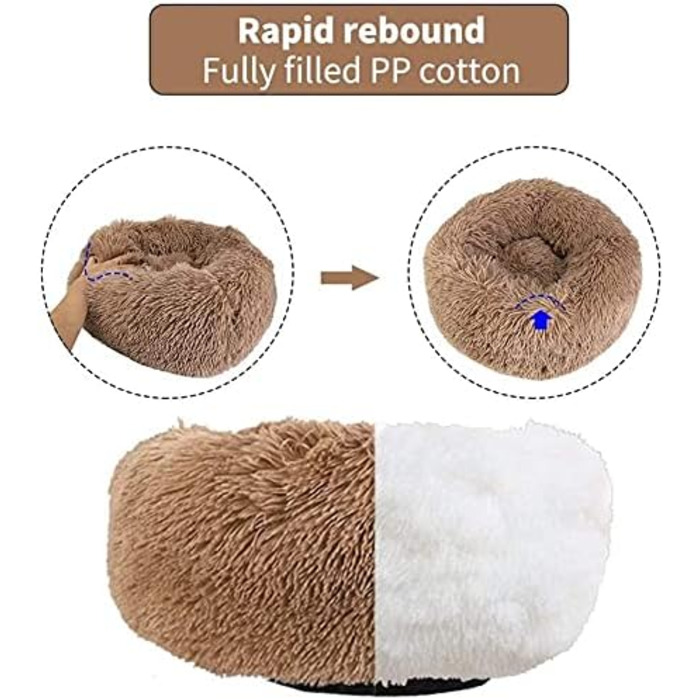 М'яке ліжко для собак Haoye, круглі подушки для домашніх тварин, ліжко для котів та собак, донат, м'яке ліжко для собак, для котів та собак (діаметр 50-120 см / 7 розмірів), діаметр 60 см (колір коричневий, діаметр 120 см)