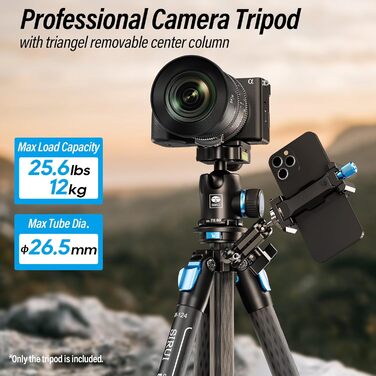 Штатив SIRUI AM124 Carbon з кульковою головкою AM01, легкий туристичний штатив, сумісний з Acra, водонепроникний, 159 см, навантаження 12 кг