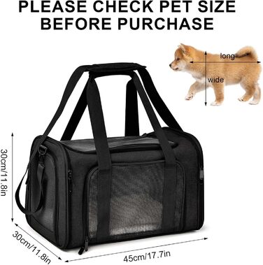 Транспортна сумка для котів та собак, складана переноска з сіткою, чорна