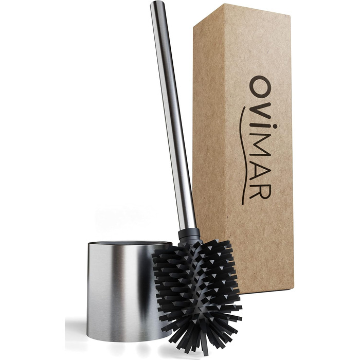 Набір для чищення унітазу Skrova | Силіконова щітка для унітазу | Без підставки | Чорний матовий, з підставкою | Змінний WC-головка