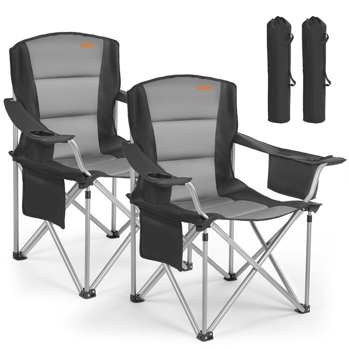 Складні кемпінгові крісла VEVOR 2 шт, надміцні (204 кг), з підлокотниками та підсклянником, для риболовлі та відпочинку на природі