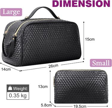 Косметичка NUBILY для подорожей: 2 шт. водовідштовхуваних культбагелів на блискавці (чорний)