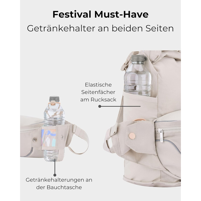 Чоловіча та жіноча поясна сумка Johnny Urban Jimmy 2в1 - рюкзак, водонепроникна, для фестивалів, багатофункціональна (пісок)