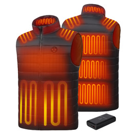 Обогреваемый жилет для мужчин с Powerbank, 15 зон обігріву, легкий, дихаючий, теплий жилет для кемпінгу, полювання, чорний