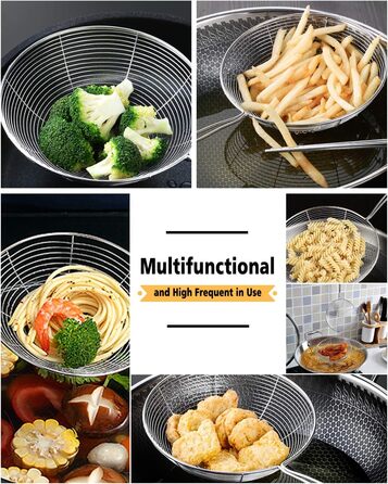 Набір сит-шумовок для кухні, 3 шт. з нержавіючої сталі, 19.5/17.5/13.5 см, з довгим руків'ям, для приготування та смаження, підходить для миття в посудомийній машині