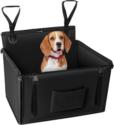 KYG Extra Stable Waterproof Non-Slip Dog Car Seat - Scratch Resistant with 4 Straps for Rear Seat - Reinforced Car Seat for Pets (M - 58x55x36cm)