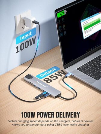 Lemorele Док-станція 12-в-1 з USB-C: 10Gbps, Dual 4K HDMI, VGA, USB 3.1/2.0, 100W PD, SD/TF, Audio - для Windows, MacBook, Dell