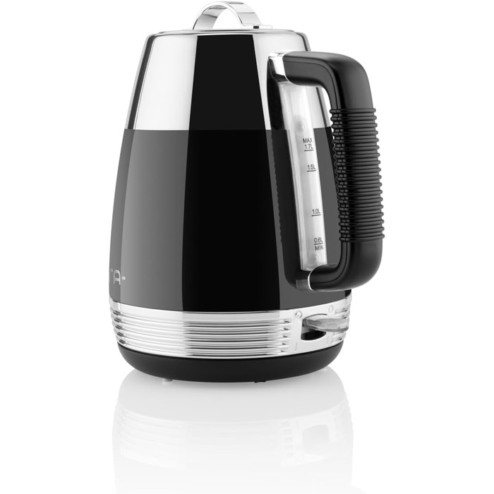 Електричний чайник ETA Storio I, 2200 Вт, 1,7 л, індикатор рівня води, автовимкнення, захист від перегріву, шнур посередині, фільтр, чорний