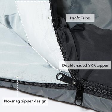 Сплячий мішок BISINNA Mumienschlafsack -10°C - 5°C [400GSM] для туризму, кемпінгу та подорожей, сірий