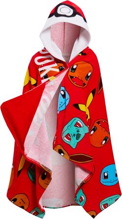 Pokemon Hooded Towel, 100% Cotton, Kids Poncho, Pokeball, Pikachu, Beach Towel, Bath Towel, Changing Towel, Wrap Towel