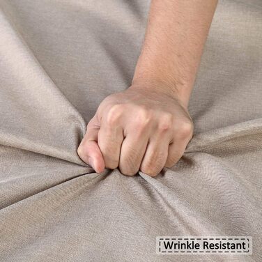 Штора для душу LinTimes з льону, 180x200 см, бежева (Taupe), важкий 240 GSM, з гачками, готельний люкс, машинне прання