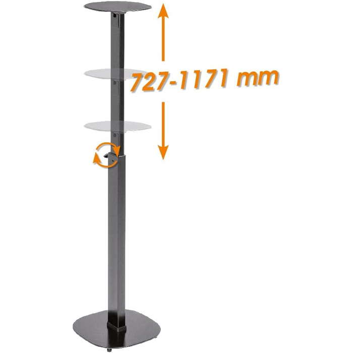 Підставки для колонок (2 шт.) - чорні, максимальне навантаження 10 кг, регульована висота 727-1171 мм