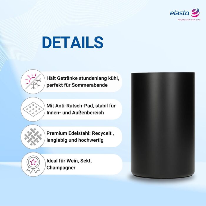 Охолоджувач для пляшок 'Chill' - сталевий, з подвійними стінками. Підходить для вина, шампанського, пива. Чудовий подарунок для поціновувачів вина, друзів, батьків. Колір: сріблястий (чорний)