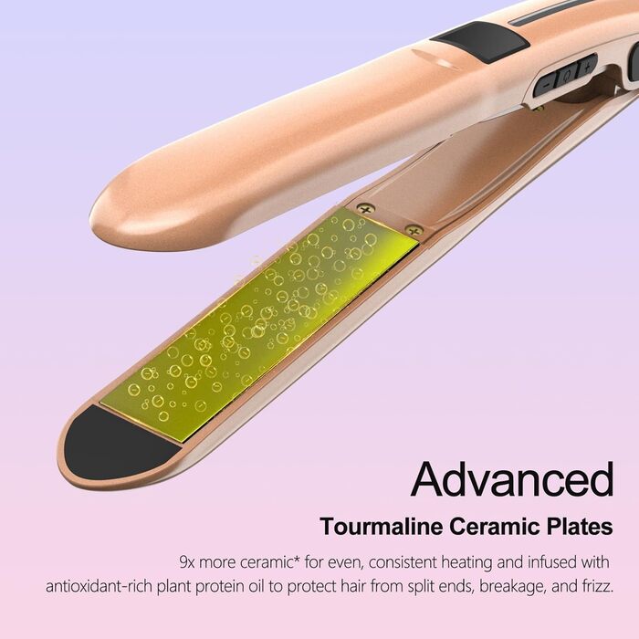 Праска для волосся TQQ Roségold з іонізацією 200 млн, LCD-дисплеєм, 60-230°C - для вирівнювання та блиску волосся будь-якого типу