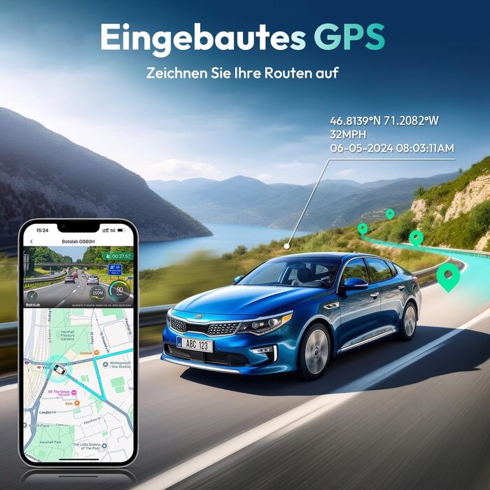 Відеореєстратор BOTSLAB G980H Pro 4K STARVIS з GPS, WiFi, ADAS, нічне бачення, паркувальний режим, 64GB