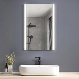 Дзеркало для ванної кімнати CLIPOP з підсвічуванням LED, сенсорне управління, IP44, 3 кольори світла, 40x50 см