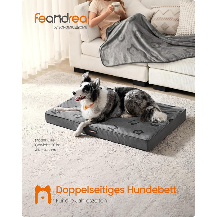 Крізь для собак Feandrea, розмір M, 76 x 51 x 8 см, водовідштовхувальний, для маленьких та мініатюрних собак, сірий, PGW241G01